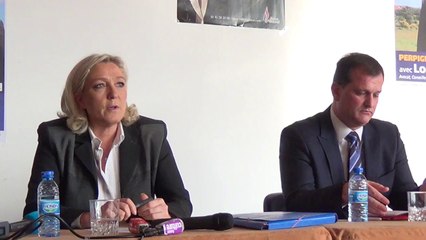 conférence de presse Marine Lepen Louis Aliot Perpignan