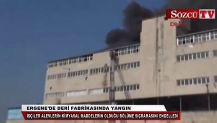 Ergene'de deri fabrikasında yangın