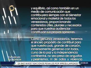 Comunicado de Globovisión a la opinión pública