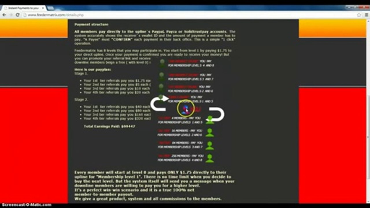 Payment Structure of Feeder Matrix - 4x4 Matrix System - Feeder Matrix Review - Matrix Business