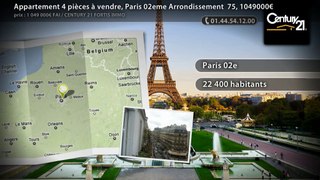 Appartement 4 pièces à vendre, Paris 02eme Arrondissement  75, 1049000€