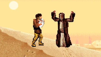 Funny Luke Skywalker's 8-Bit Video Game Adoption Scene Parody
