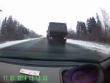 Russian Car Crash with a cat on the driver's knees!