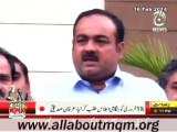 MQM Deputy Parliamentary Leader Khawaja Izharul Hassan talks to media outside Sindh Assembly