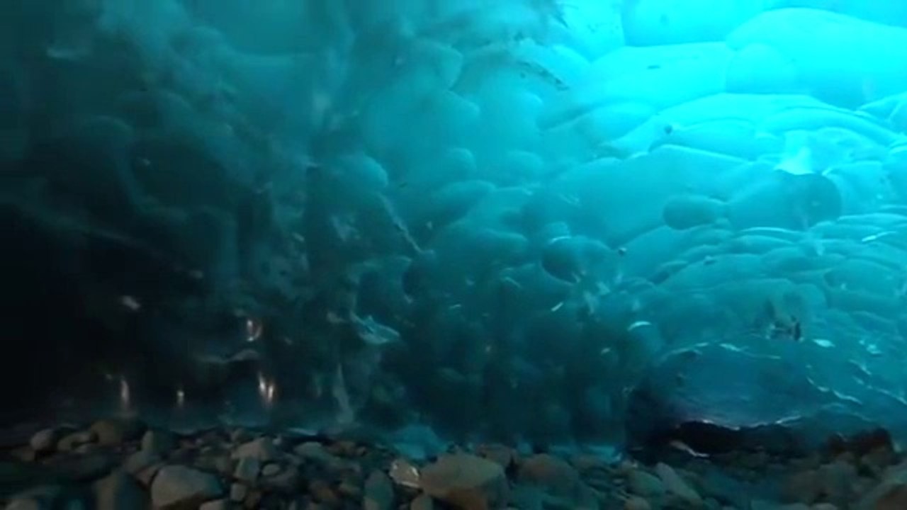 Inside a glacier - very hot clip.