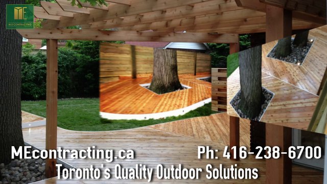 Cedar deck with pergola, gate and horizontal fence