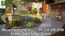 interlock driveway with softscape and flagstone front steps
