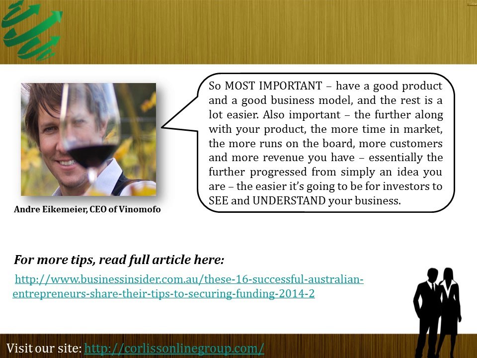 Subscription Newsletter Corliss Group Financial Magazine on Securing Investment Funding