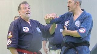 Travail du Kyusho-Jitsu sur le tronc avec yubibo par Jean-Paul BINDEL, Hanshi
