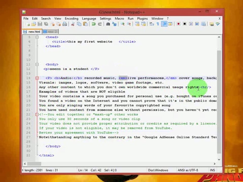 XHTML & CSS TUTORIAL IN TAMIL 3.CREATE BASIC PAGE