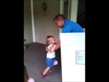 Little Girl Has The Cutest Reaction Finding Military Dad In Giant Birthday Present