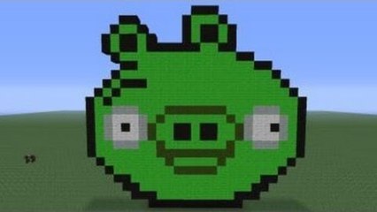Minecraft Pixel Art: Angry Birds Pig Tutorial