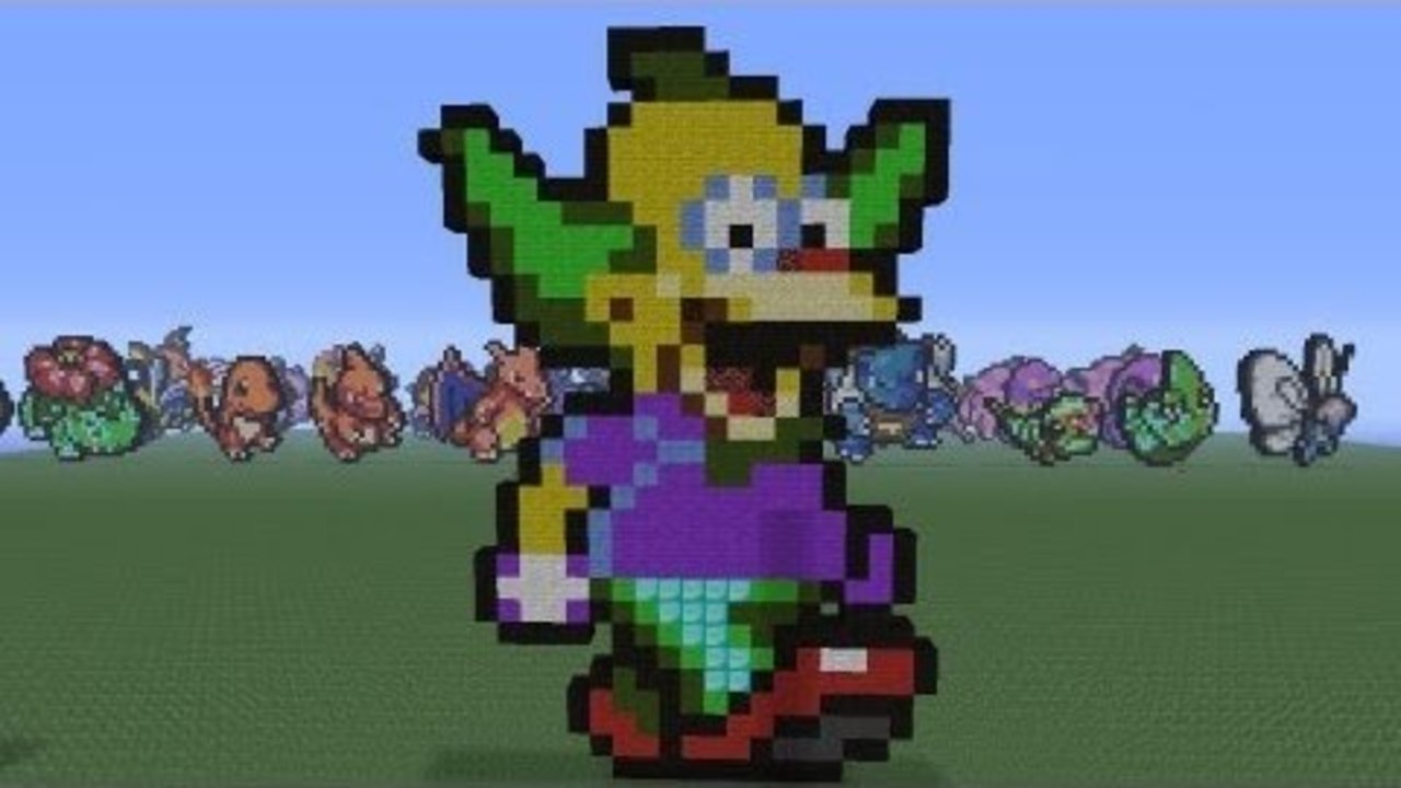 Minecraft Pixel Art: Krusty the clown Tutorial