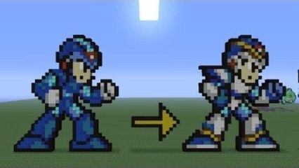 Minecraft Pixel Art: Mega Man X With and Without Armour