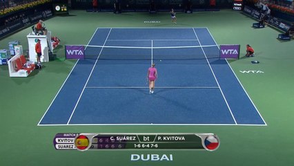 WTA Dubai: Suarez Navarro bt Kvitova (1-6 6-4 7-6) second round