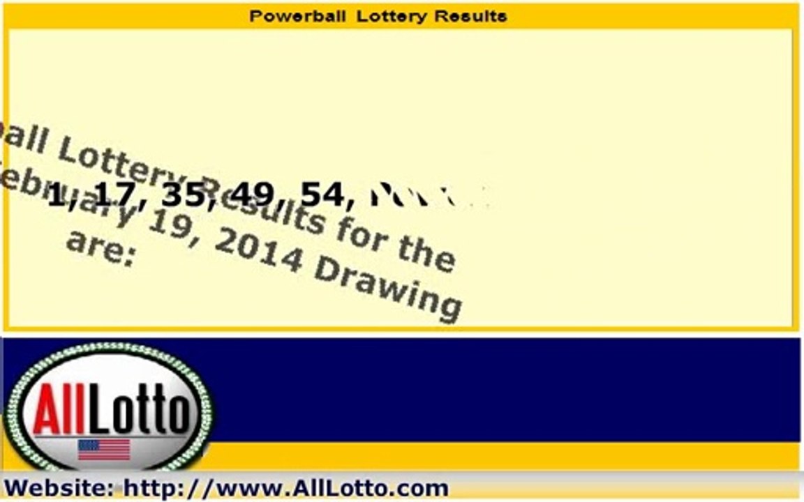 Powerball Lottery Drawing Results for February 19, 2014