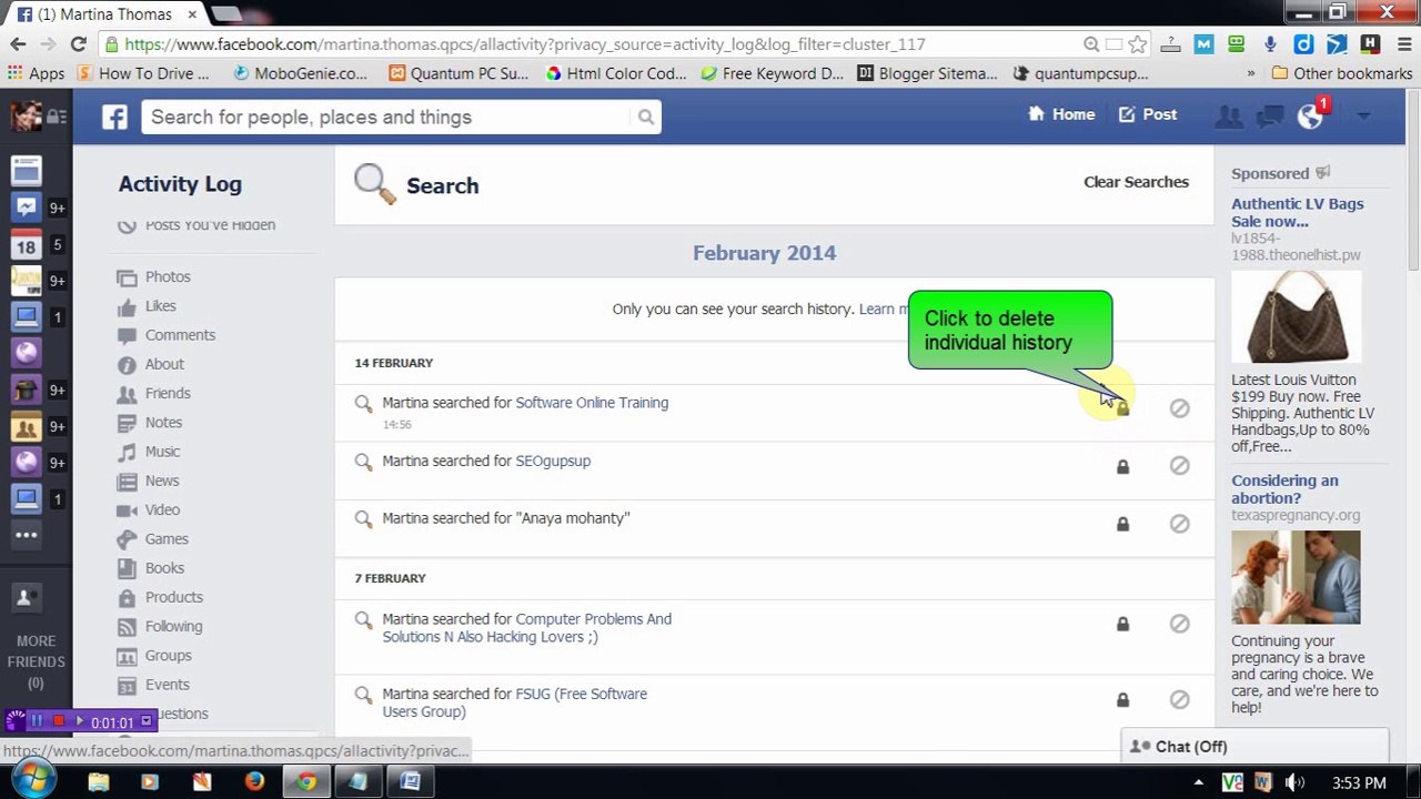 Facebook How to Delete or View Search History video Dailymotion
