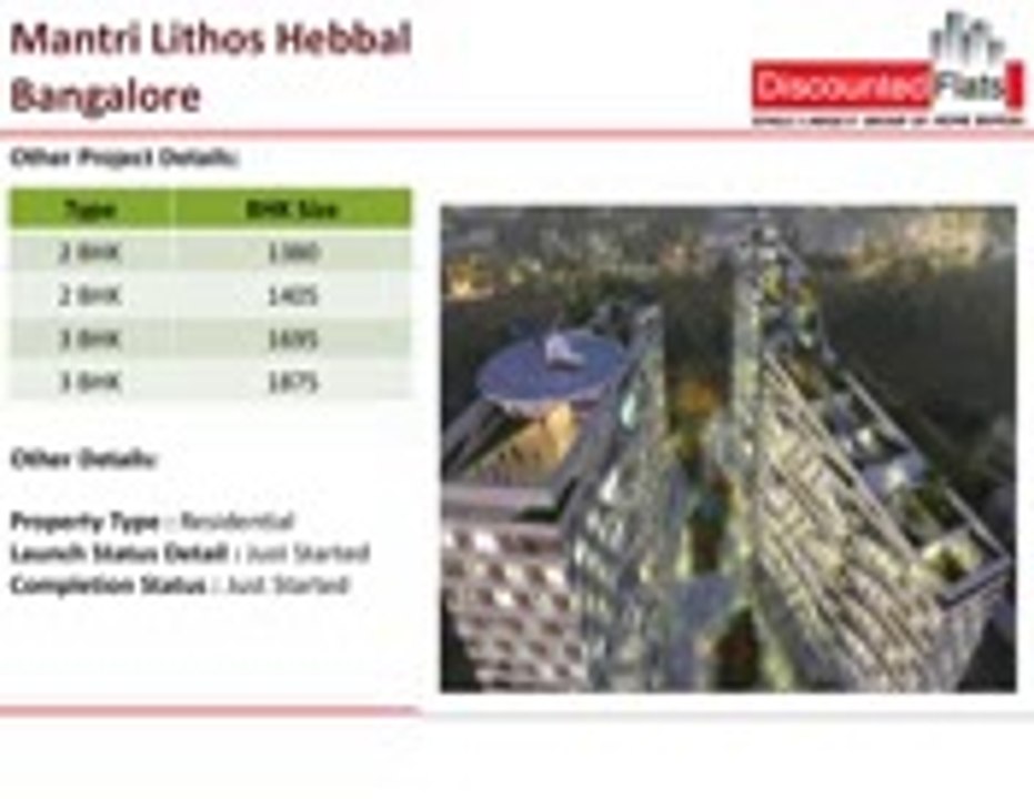 Mantri Lithos 2 BHK, 3 BHK Apartments at Hebbal Bangalore