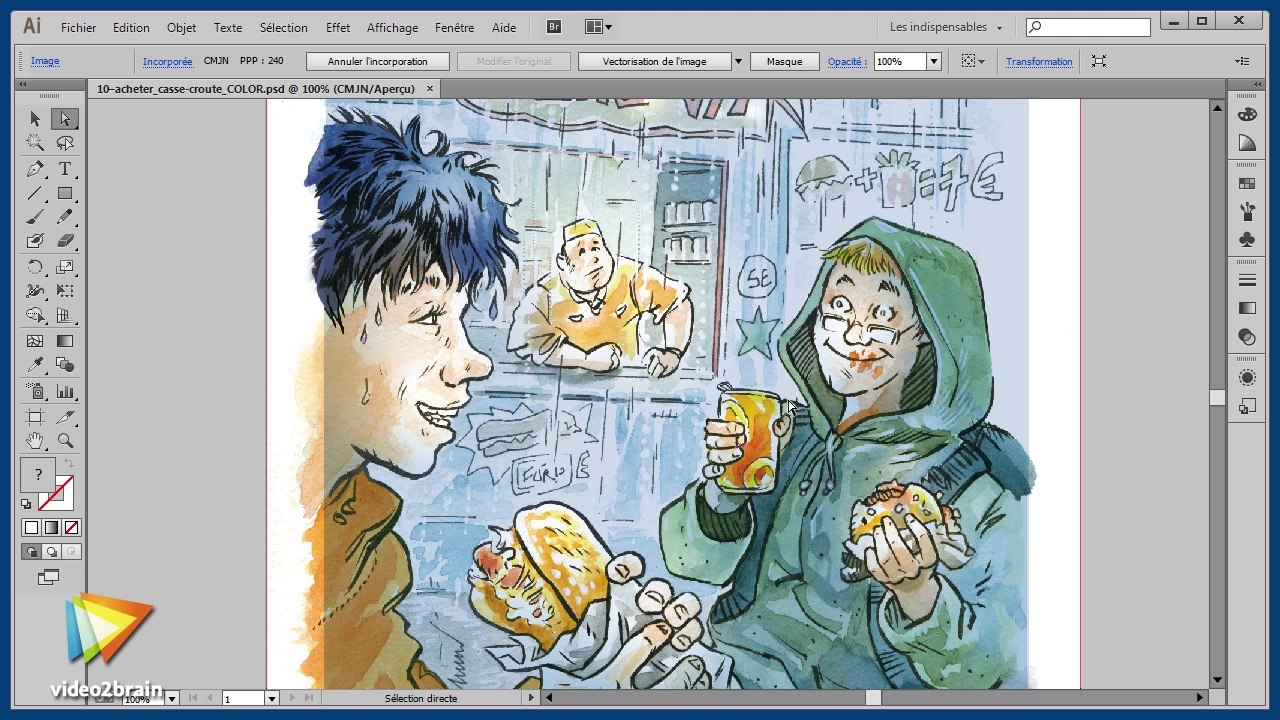 Tutoriel sur la création de BD : Vectoriser dans Illustrator | video2brain.com