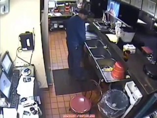 Chicken wings Hut Worker Urinating inside Sink
