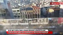 Beyoğlu'nda çöken bina amatör kamerada