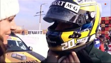 Kimi Raikkonen and Natalie Pinkham Ice Racing SKY