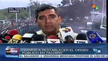Vamos a restablecer el orden público en Táchira: Min. Torres