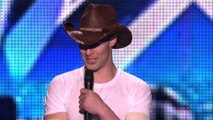 America's Got Talent 2013 - Season 8 - 055 - Timber Brown - Male Pole Dancer Uses Two Poles During Tim McGraw Song