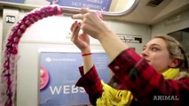 Artist Yarn Bombs The Subway For Valentine’s