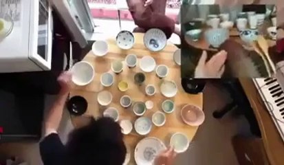 playing Music with sticks, bowls and hand (beautiful)