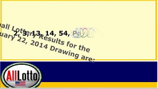 Powerball Lottery Drawing Results for February 22, 2014