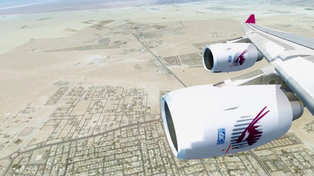 FSX Qatar Airbus A340 Over Doha City ( HD )