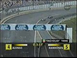 Raikkonen overtaking Alonso and Ralf  Brazil gp 2003