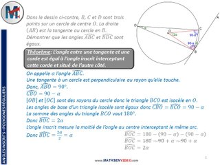 Exercice: Angle inscrit et tangente au cercle