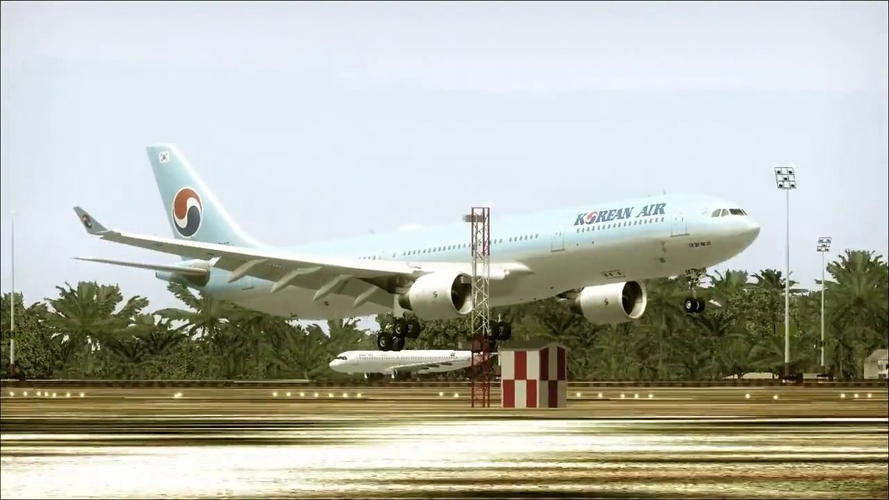 FS2004 - FS9 Korean Airbus A330-300 Smooth Landing At Cairo-Egypt ( HD )