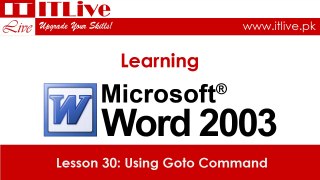 30 - Goto Command in Word 2003 (Urdu / Hindi)