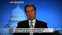 Ex-Pentagon chief discusses planned cutbacks