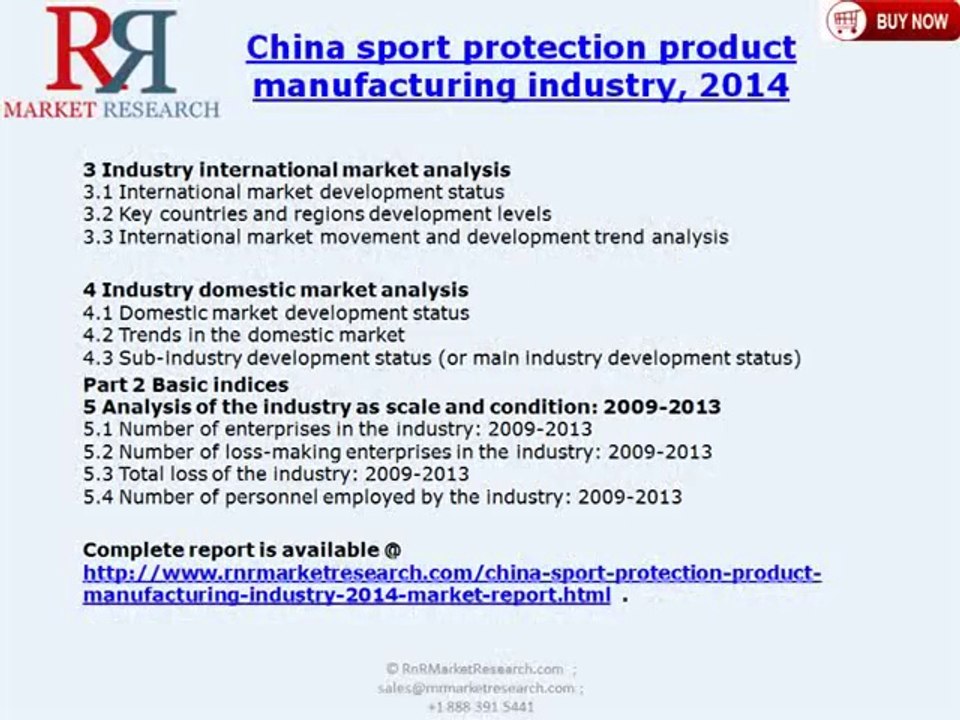 Sport Protection Product Manufacturing Industry in China 2014