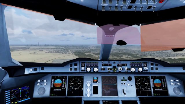 FSX Airbus A380 Full Cockpit Landing @ Dubai ( HD )