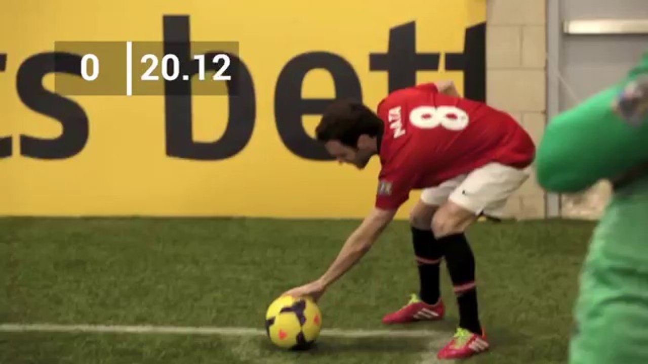 Man Utd's Juan Mata takes on the bwin Corner Kick Challenge
