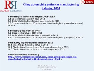 2014 Automobile Entire Car Manufacturing Market in China