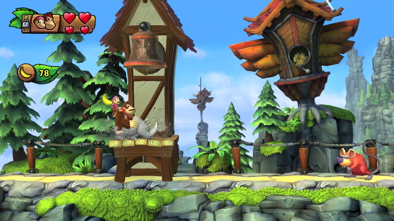 Donkey Kong Country: TF. Paseo precipitado  2-2 - Gameplay - 100% puzzles y letras