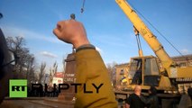 Head over Heels: Video of protesters toppling statue of Vladimir Lenin in Ukraine