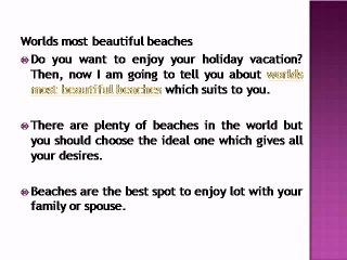 Worlds most beautiful beaches