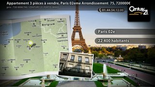 Appartement 3 pièces à vendre, Paris 02eme Arrondissement  75, 720000€