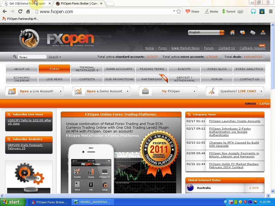 Get 10$ free bonus from fxopen