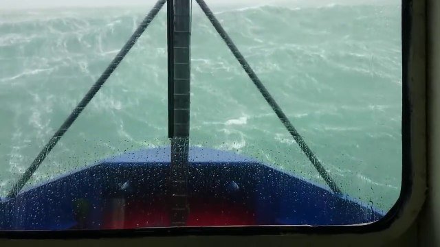 Giant Boat Rides Through Stormy Seas Off Coast Of Ireland