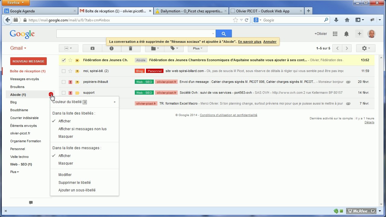 Gmail : Les libellés