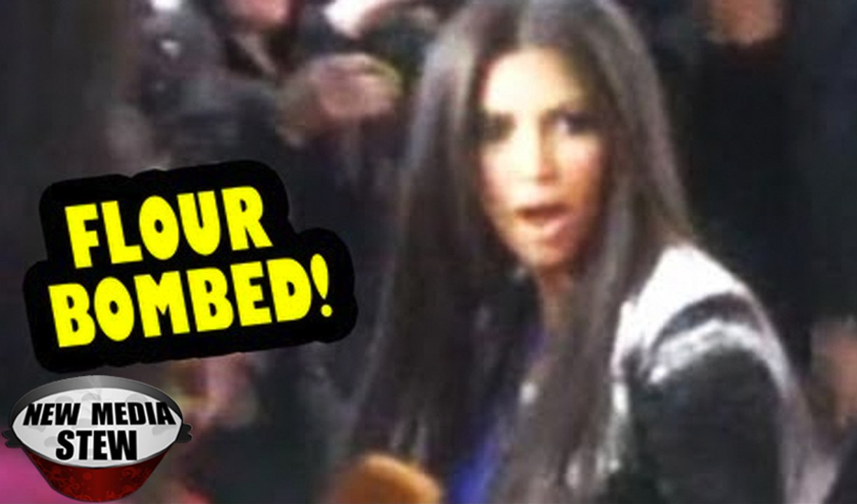 KIM KARDASHIAN gets Flour Bombed for Wearing Fur
