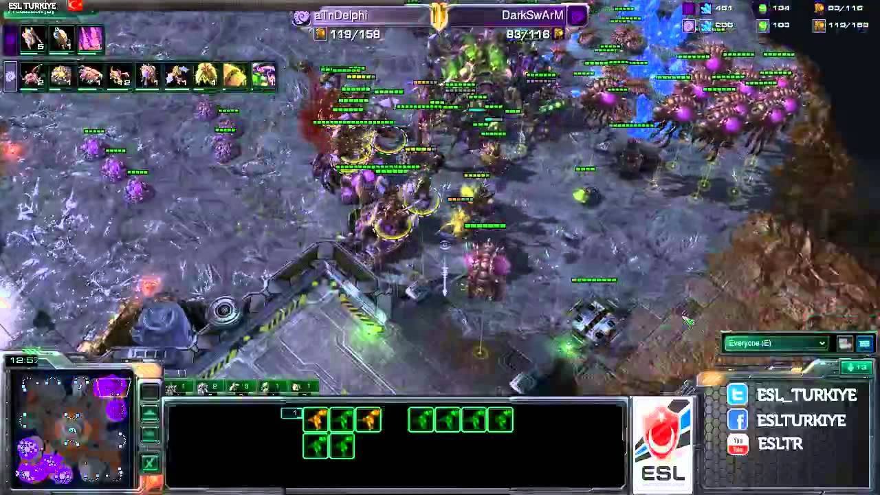 Türkiye - Almanya Starcraft 2 DarkSwArM vs Delphi  ZvZ g1